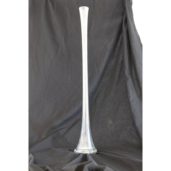 Vintage iM - Glass Vase Portugal 31.5" Tall Hand Blown Handmade Rippled Glass - Picture 1 of 4